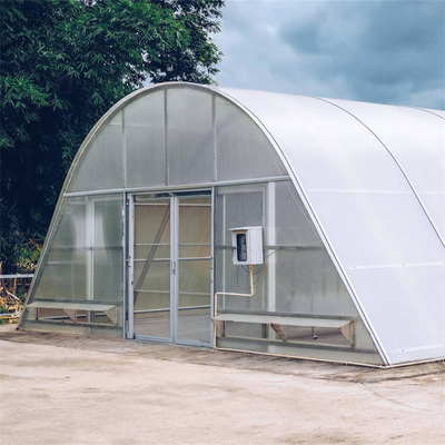 Gemakkelijk te monteren warm gegalvaniseerd stalen frame polycarbonaat zonneverfder kas met op maat gemaakte span en optionele binnen