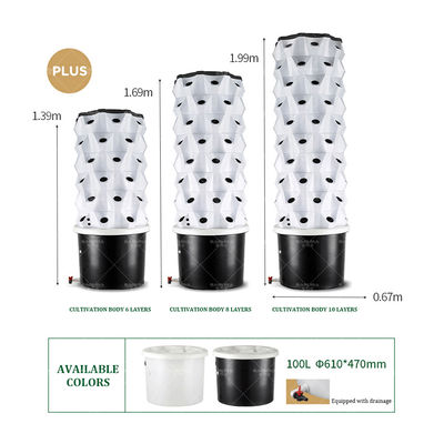 30L 14 Tier 112 Plant Holes System Hydroponic Grow Tower Agriculture Vertical Hydroponic Tower