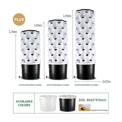 30L 12 Layers 96 Holes Aeroponic Vertical Tower Plant Grow Kit Indoor Hydroponic System for Vegetables